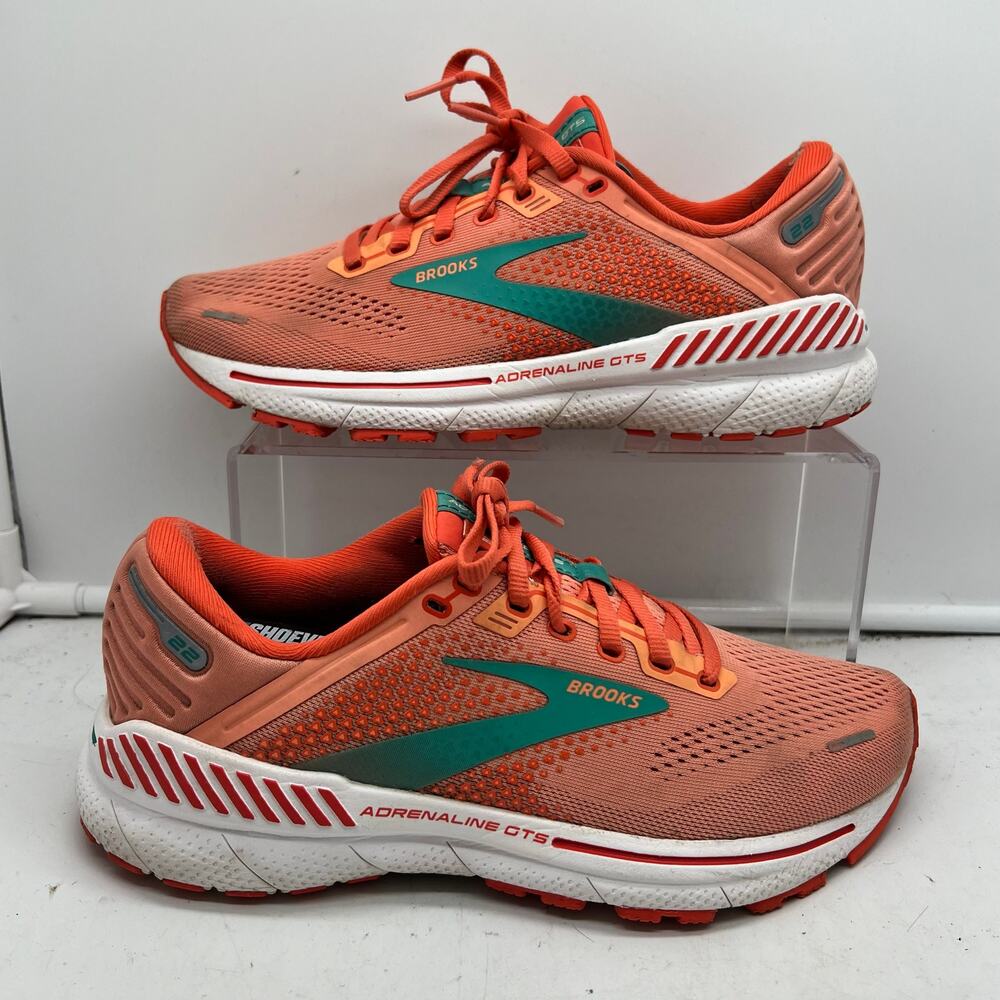Brooks Shoes Womens 7.5 Adrenaline GTS 22 Running Sneakers Orange **